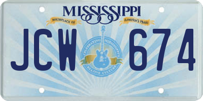 MS license plate JCW674