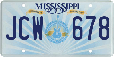 MS license plate JCW678