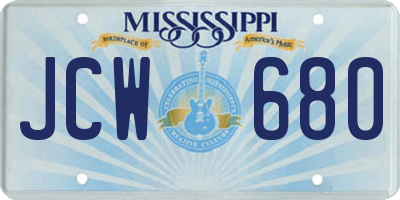 MS license plate JCW680