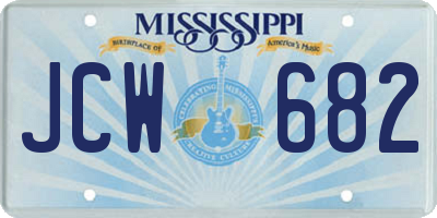 MS license plate JCW682