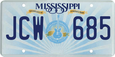 MS license plate JCW685