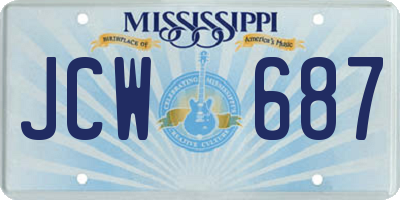 MS license plate JCW687