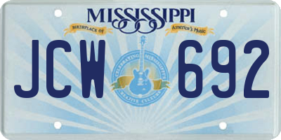MS license plate JCW692