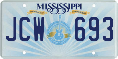 MS license plate JCW693