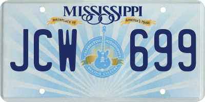 MS license plate JCW699