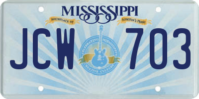MS license plate JCW703