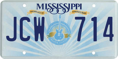 MS license plate JCW714