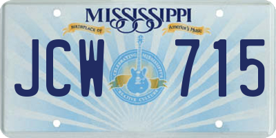 MS license plate JCW715