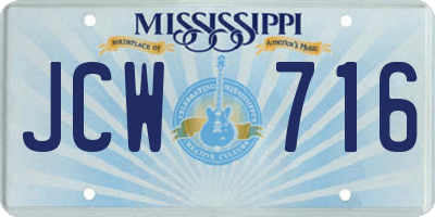 MS license plate JCW716