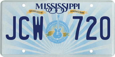 MS license plate JCW720