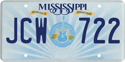 MS license plate JCW722