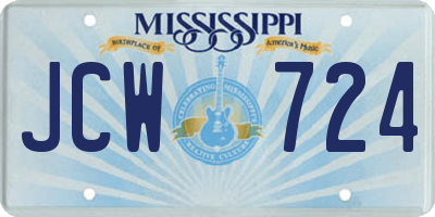 MS license plate JCW724