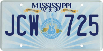 MS license plate JCW725