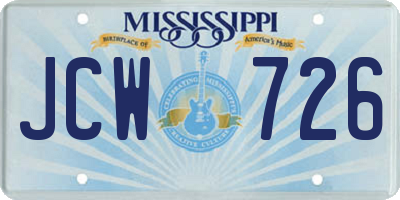 MS license plate JCW726