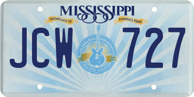 MS license plate JCW727