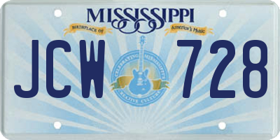 MS license plate JCW728