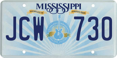 MS license plate JCW730