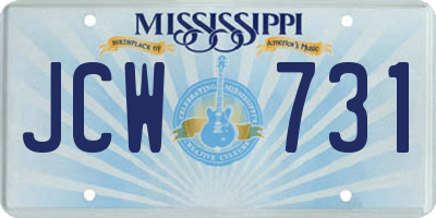 MS license plate JCW731