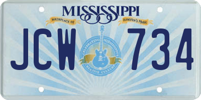 MS license plate JCW734