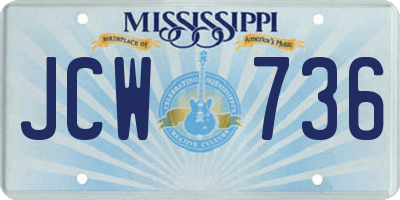 MS license plate JCW736