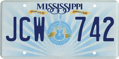 MS license plate JCW742