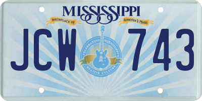 MS license plate JCW743