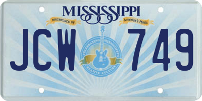 MS license plate JCW749