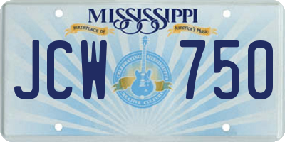 MS license plate JCW750
