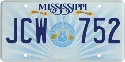 MS license plate JCW752