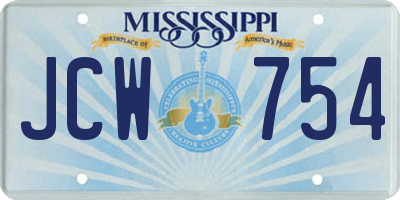 MS license plate JCW754