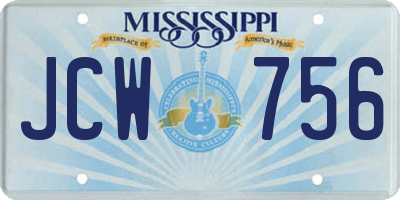 MS license plate JCW756