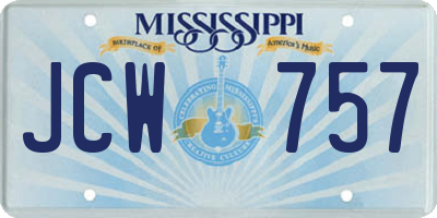 MS license plate JCW757