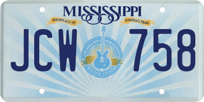 MS license plate JCW758