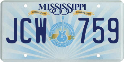 MS license plate JCW759