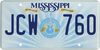 MS license plate JCW760