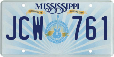 MS license plate JCW761