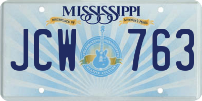 MS license plate JCW763