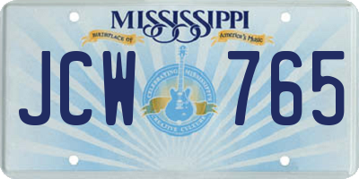 MS license plate JCW765