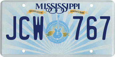 MS license plate JCW767