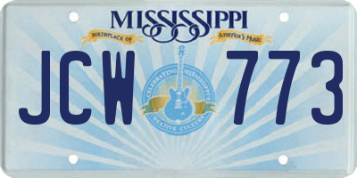 MS license plate JCW773