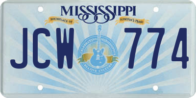 MS license plate JCW774