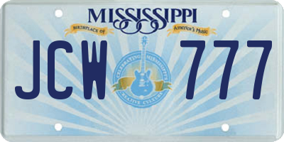 MS license plate JCW777