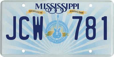 MS license plate JCW781