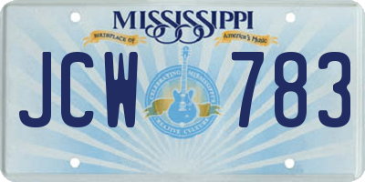 MS license plate JCW783
