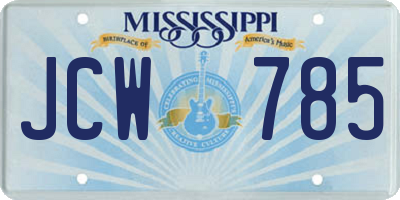 MS license plate JCW785