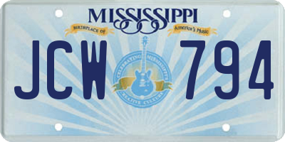 MS license plate JCW794
