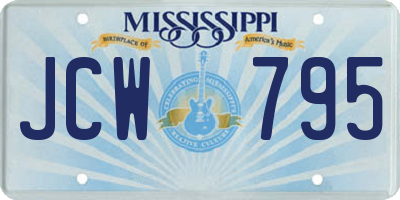 MS license plate JCW795