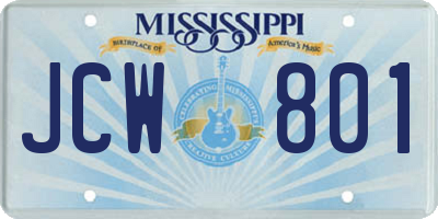 MS license plate JCW801