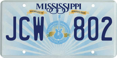 MS license plate JCW802