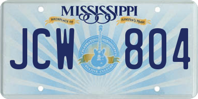 MS license plate JCW804